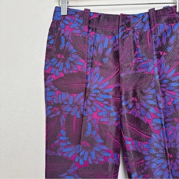 J.crew Womens 0 Midnight Jacquard Floral Slim Trouser In Purple - Picture 4 of 14
